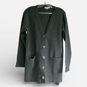 Madewell NWOT Grey Gray Cotton Blend Boyfriend Long Cardigan SZ S